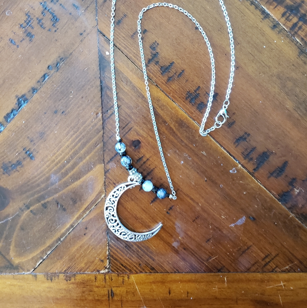 Handmade necklace w/ moon pendant